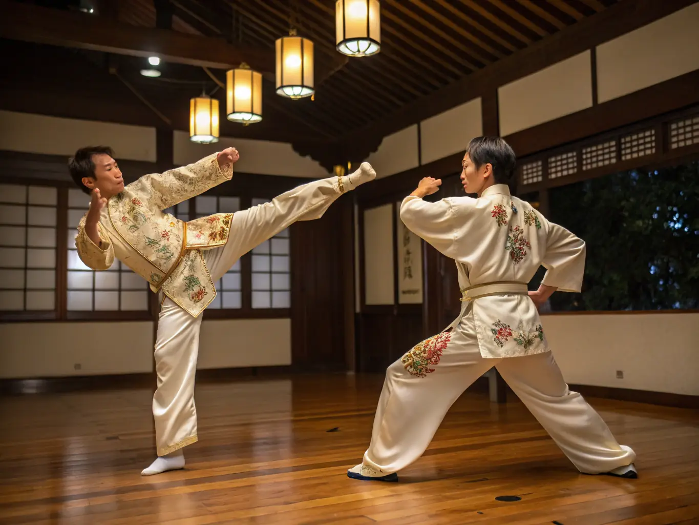 A serene photo of practitioners engaged in Kendo at the Judo Club de Saint Gobain, emphasizing the precision and tradition of the Japanese martial art.